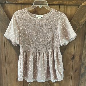 URBAN Romantics Pink Smocked Peplum Blouse